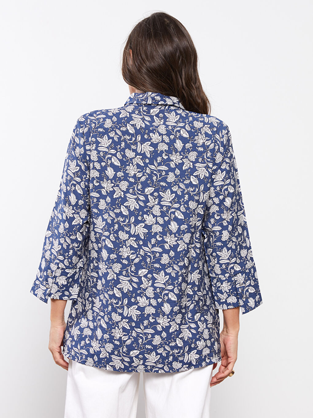 LCW Grace Front Button Closure Patterned Gabardine Women's Shirt -S2G285Z8-LSJ
