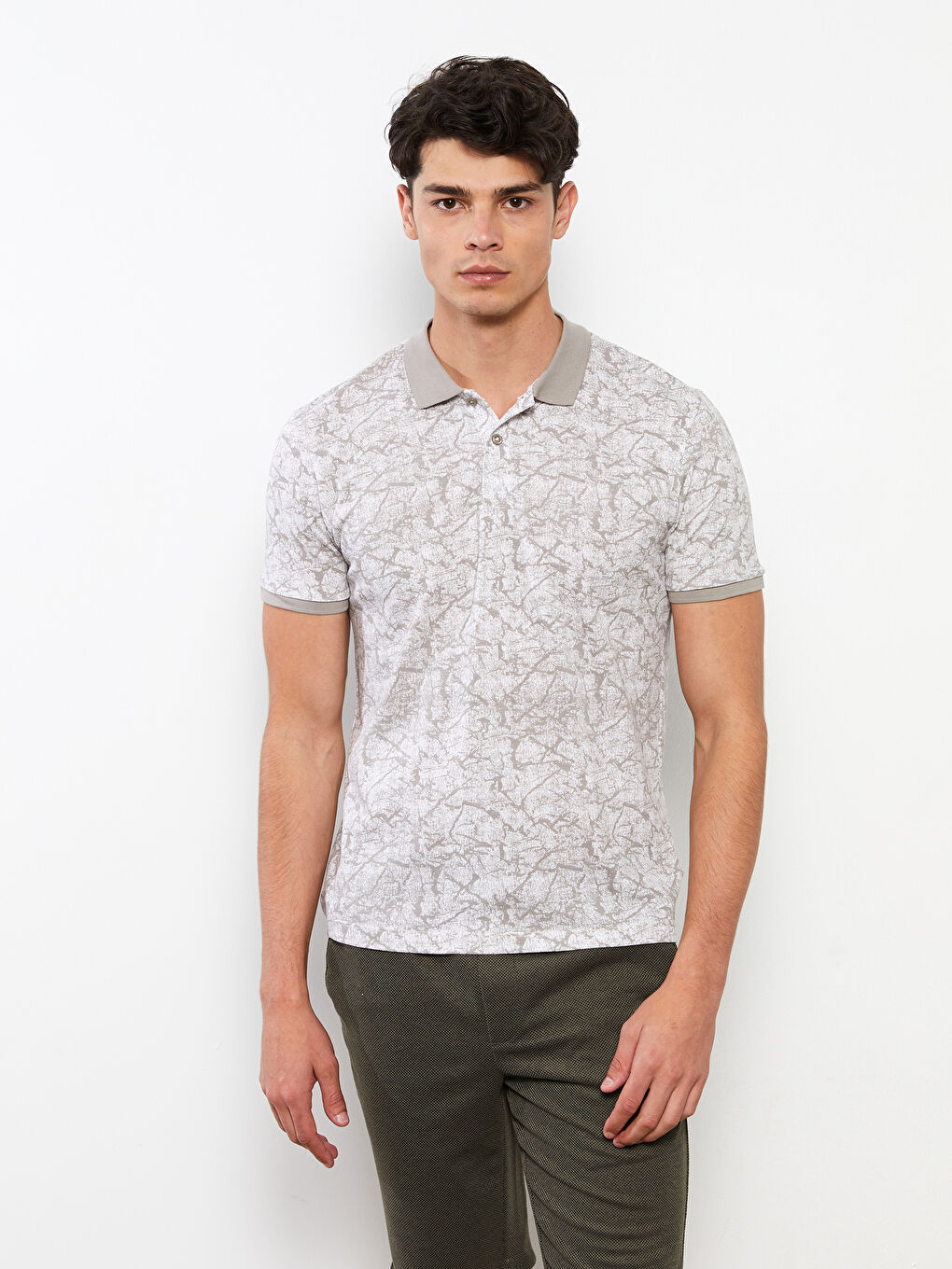 LCW Vision Polo Neck Short Sleeve Patterned Pique Men's T-Shirt -S2G293Z8-LRA