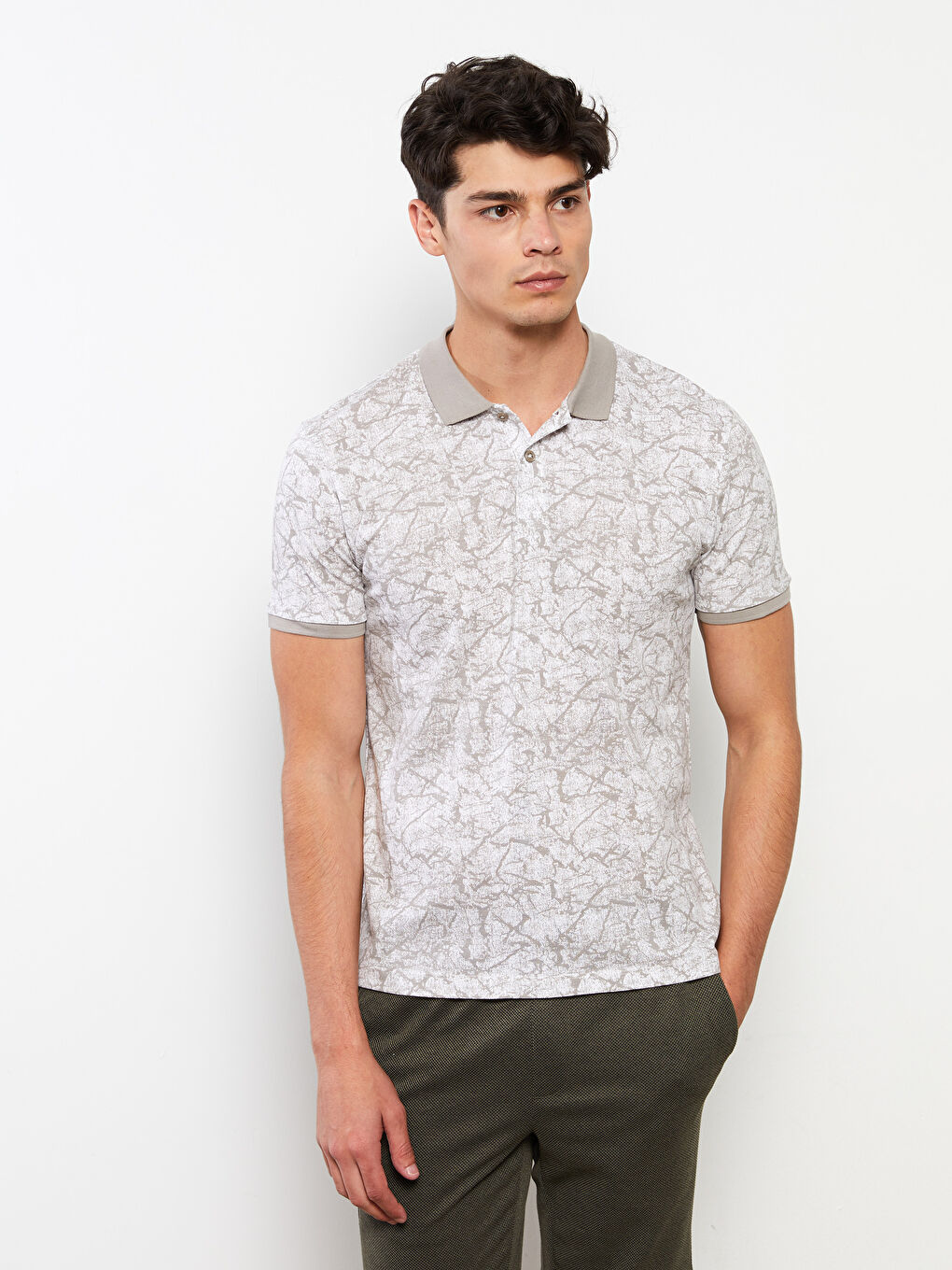 LCW Vision Polo Neck Short Sleeve Patterned Pique Men's T-Shirt -S2G293Z8-LRA