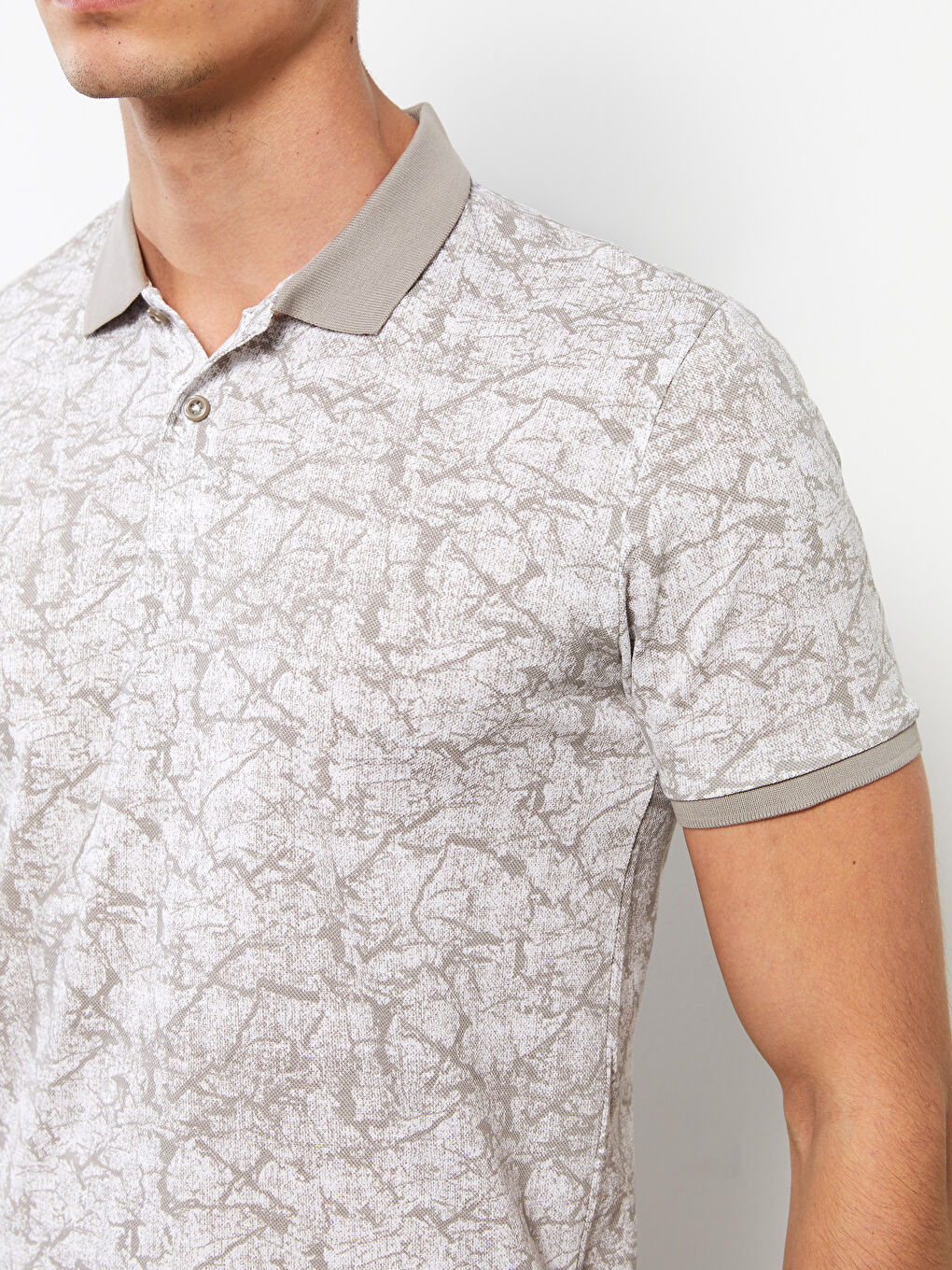 LCW Vision Polo Neck Short Sleeve Patterned Pique Men's T-Shirt -S2G293Z8-LRA