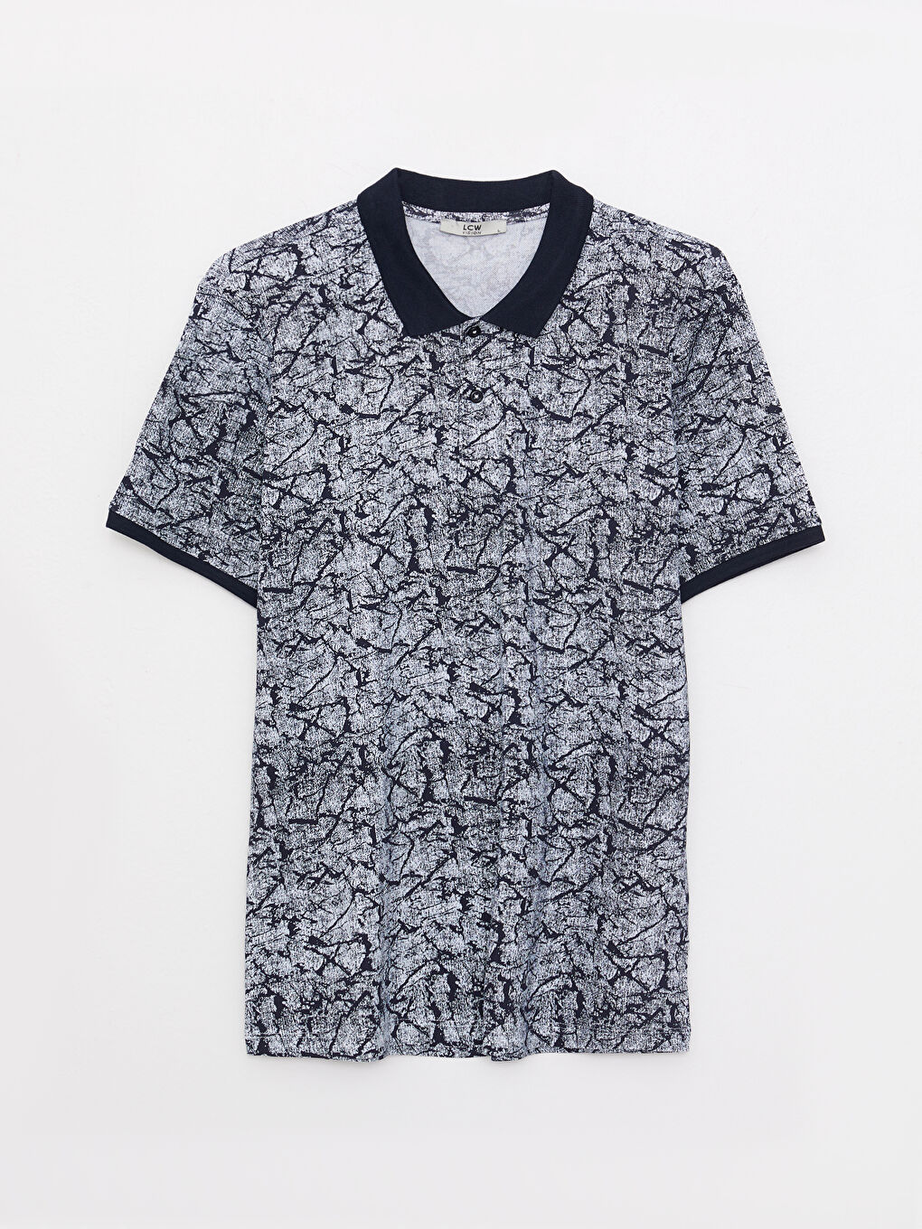 تي شيرت بياقة بولو كم قصير منقوش بيكيه للرجال-5