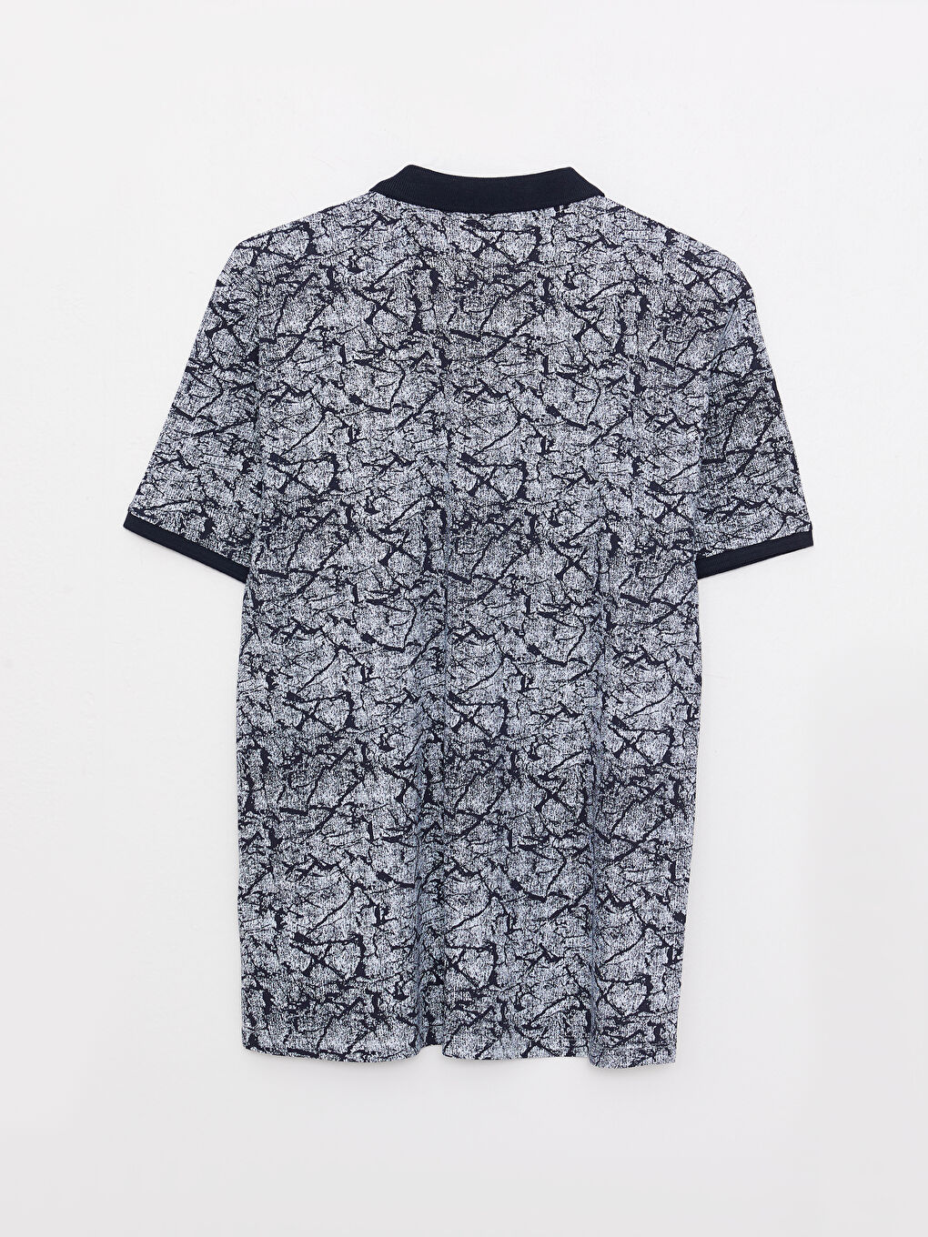 تي شيرت بياقة بولو كم قصير منقوش بيكيه للرجال-6