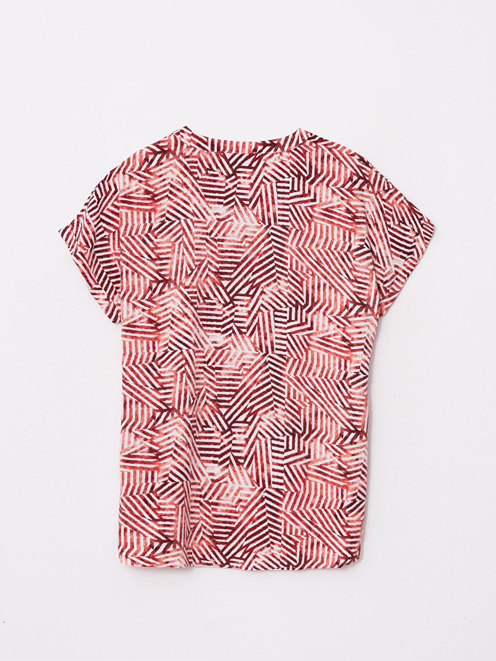 Женская рубашка с круглым вырезом, цветочным принтом и коротким рукавом-6