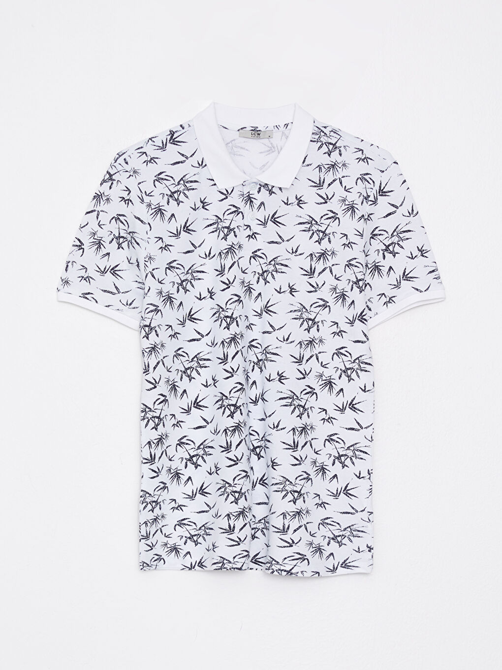 Ekru Polo Yaka Kısa Kollu Desenli Pike Erkek Tişört-5