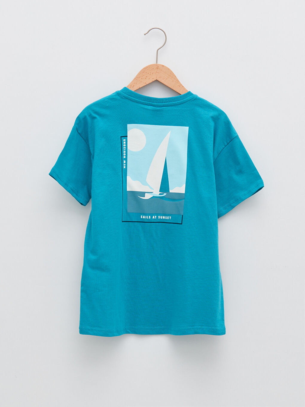 Okrugli izrez štampana majica kratkih rukava od pamuka za dečake-1