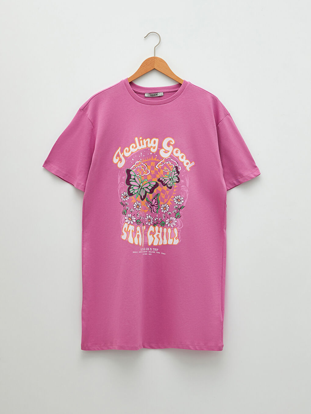 Haljina za Žene od Pamuka sa Okruglim Izrezom, Štampana, Kratki Rukav-5