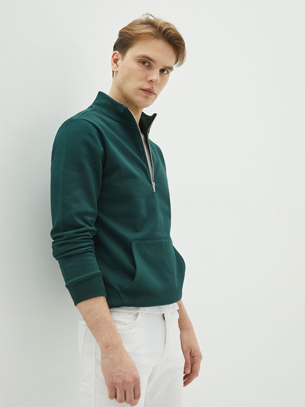XSIDE Yeşil Dik Yaka Erkek Sweatshirt