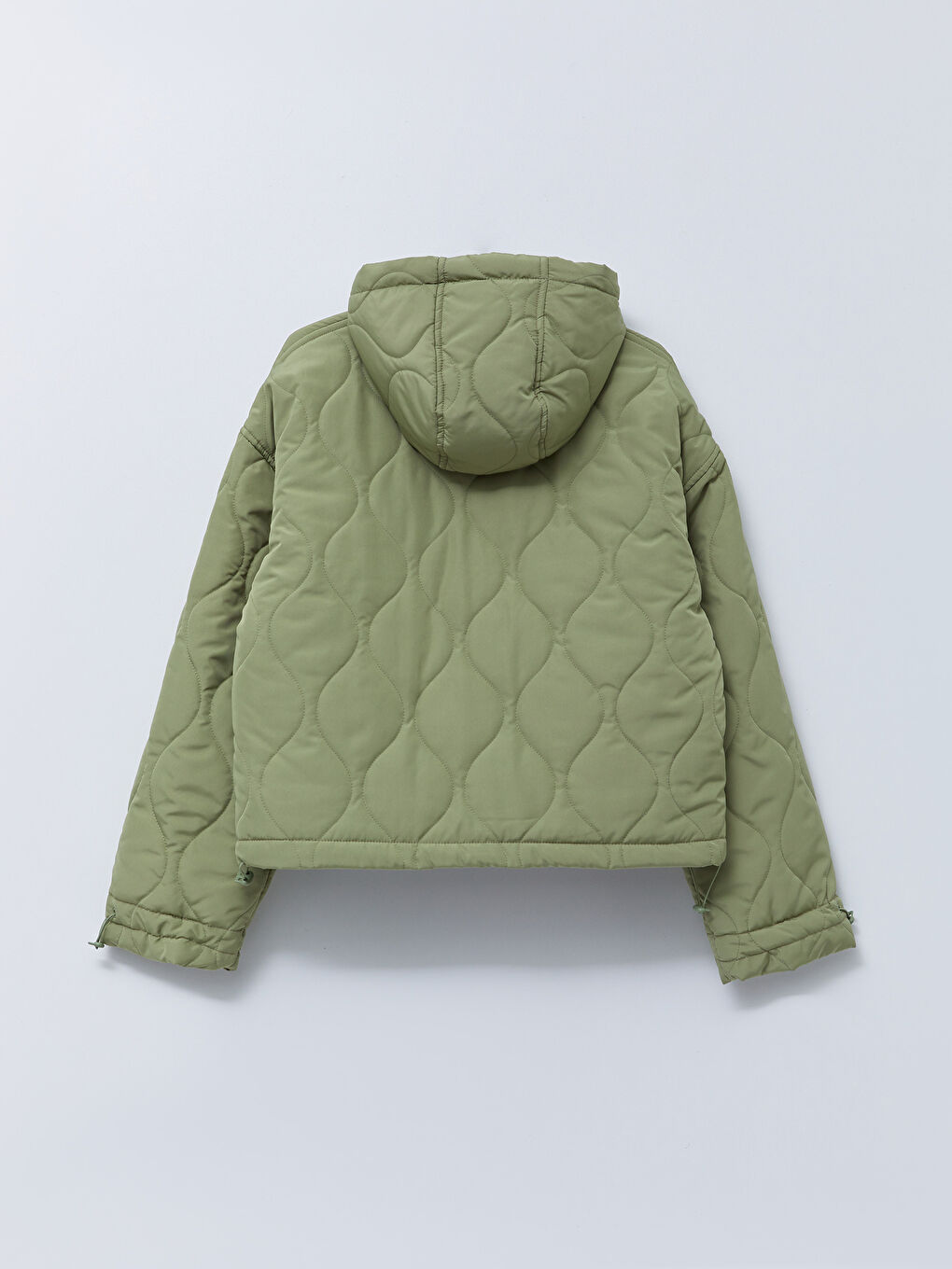 Haki Kapüşonlu Kapitone Kadın Şişme Mont-7