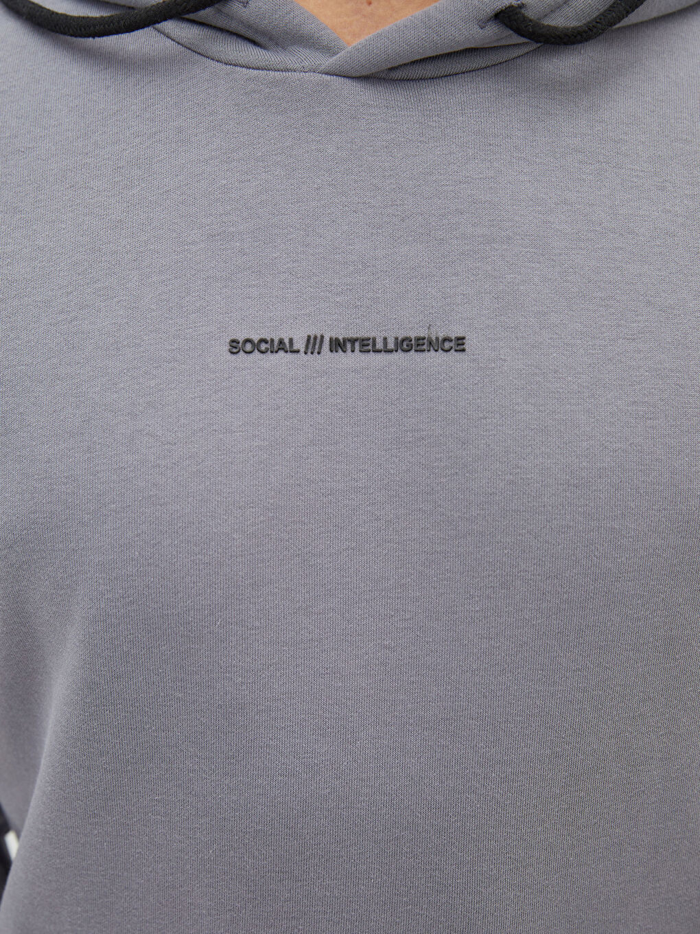 Gri Uzun Kollu Baskılı Erkek Kalın Hoodie-3