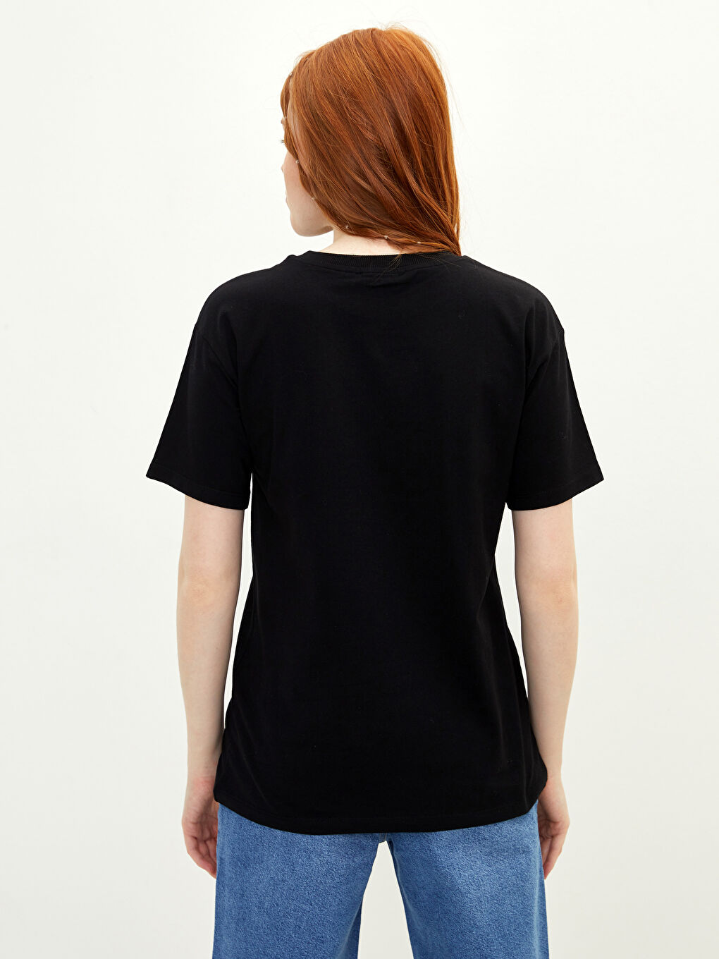 تي شيرت قطن كم قصير ياقة دائرية للسيدات-5