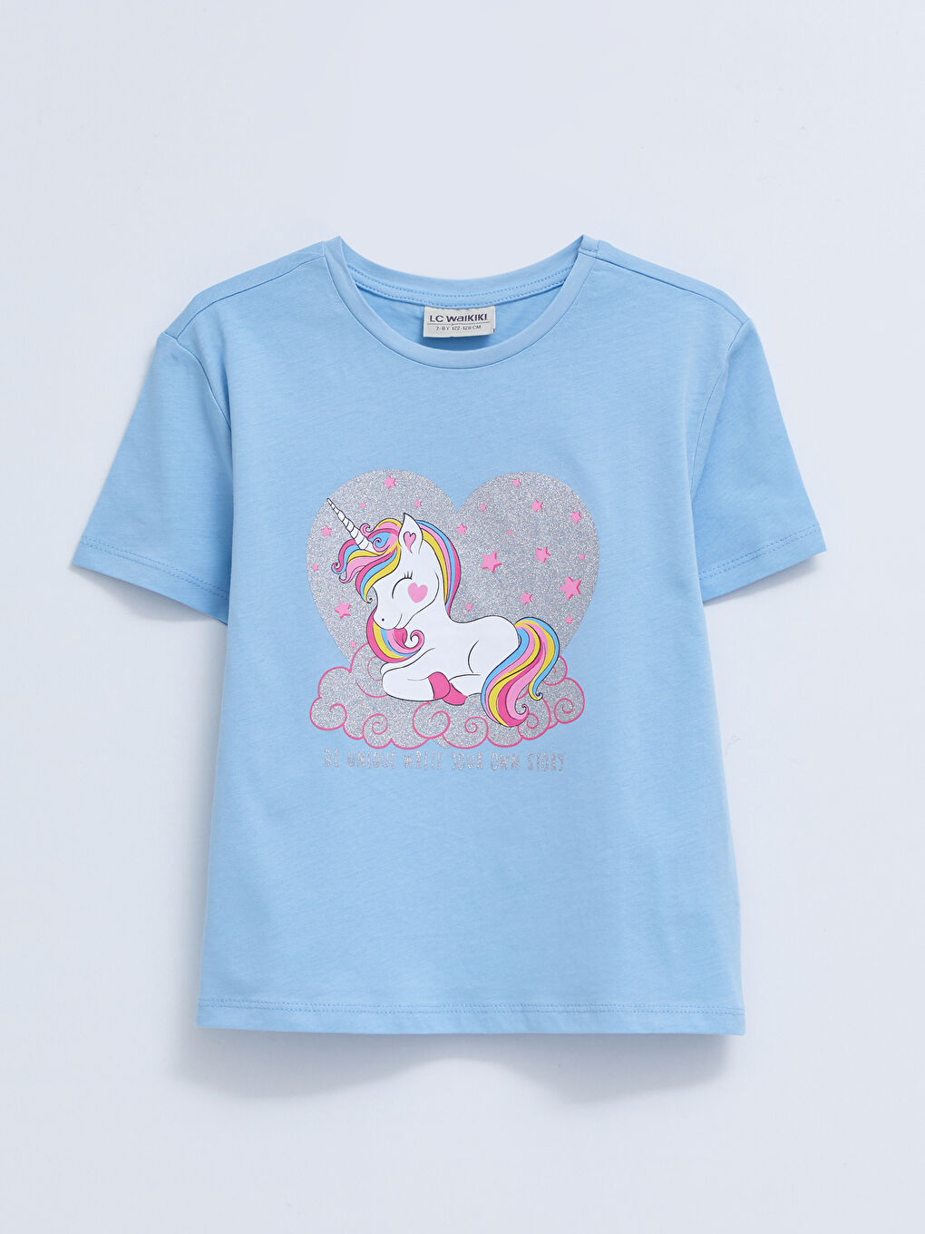Crew Neck Printed Short Sleeve Cotton Girl T-shirt