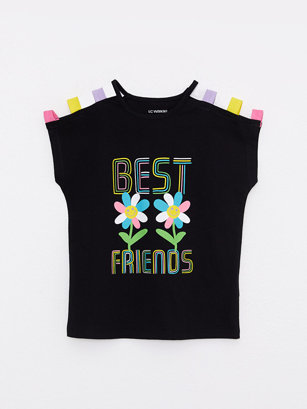 LCW Kids Crew Neck Printed Short Sleeve Cotton Girl T-shirt -S2G408Z4-CVL