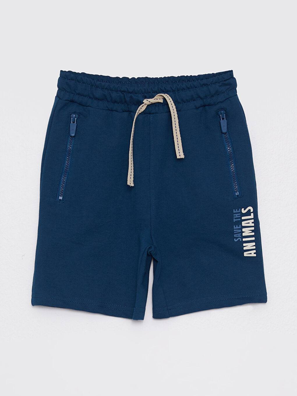 Petrol Beli Lastikli Baskılı Erkek Çocuk Şort