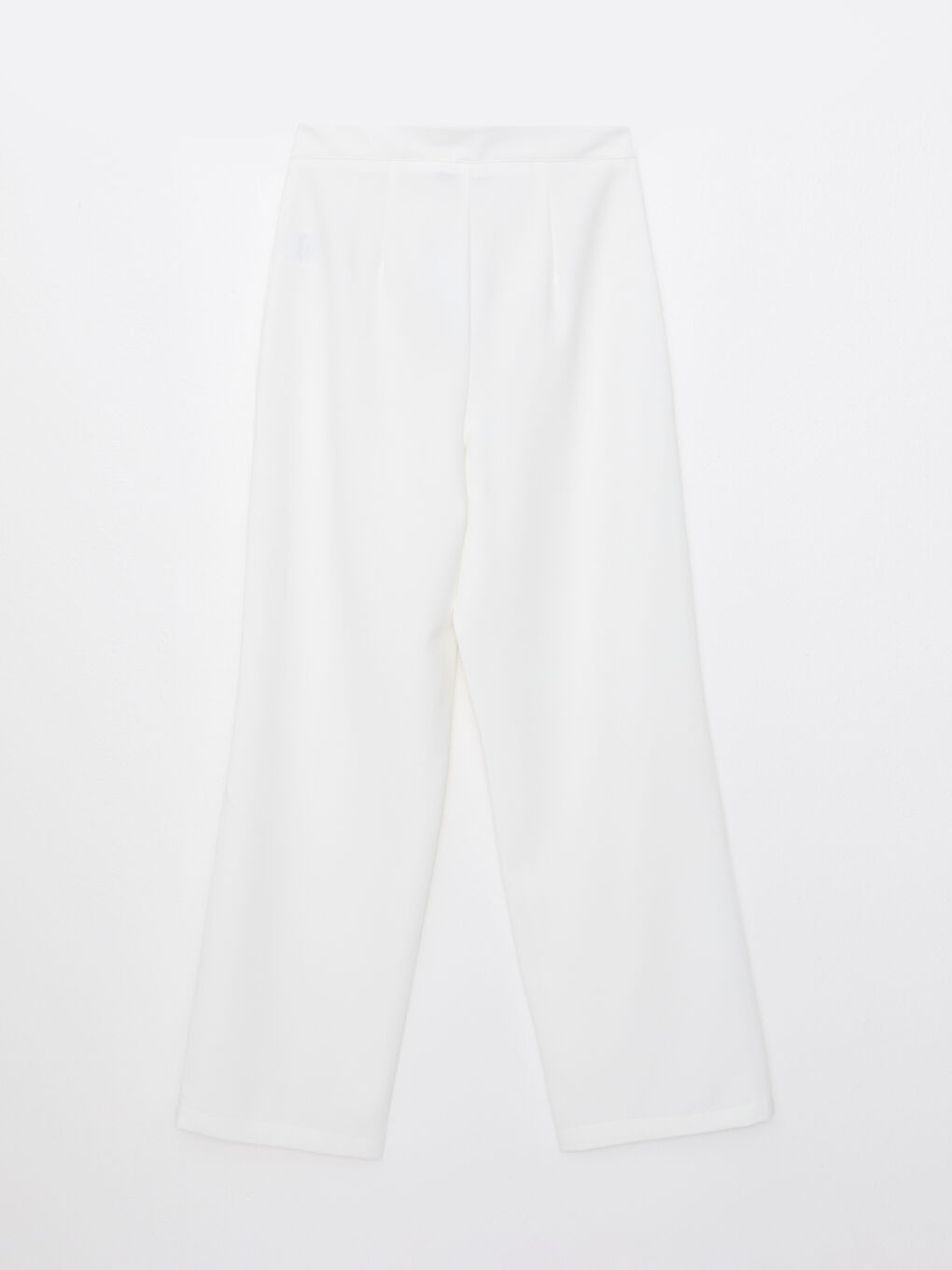 Beyaz Kadın Rahat Kalıp Düz Pantolon-6