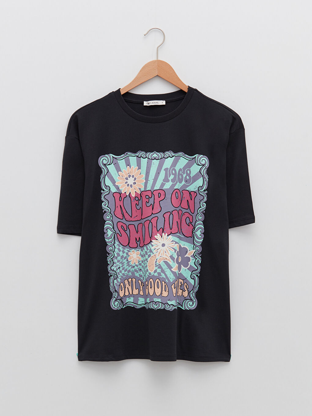 Футболка с круглым вырезом, с принтом, с коротким рукавом, из хлопка, для женщин-4