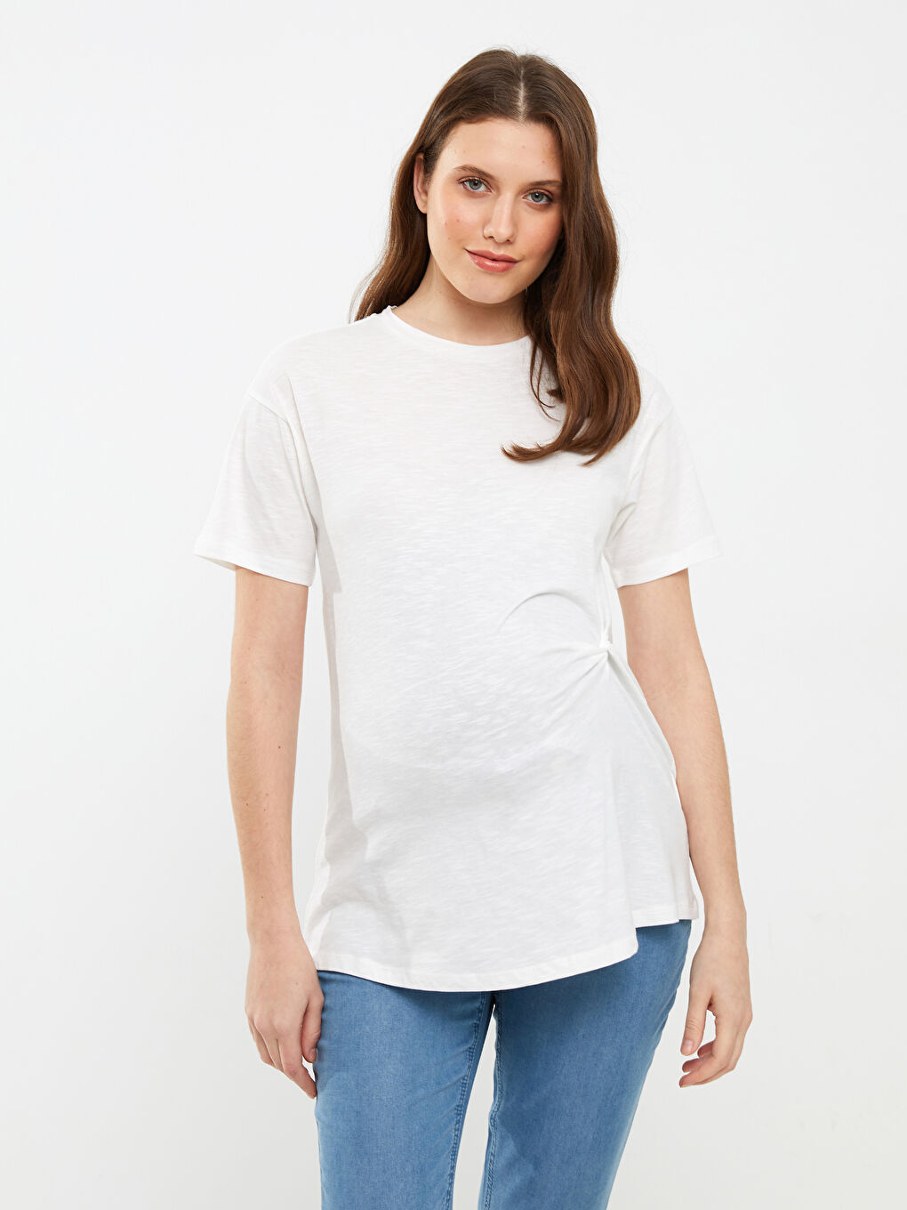 Crew Neck Regular Short Sleeve Cotton Maternity T-shirt -S2G486Z8-FDU