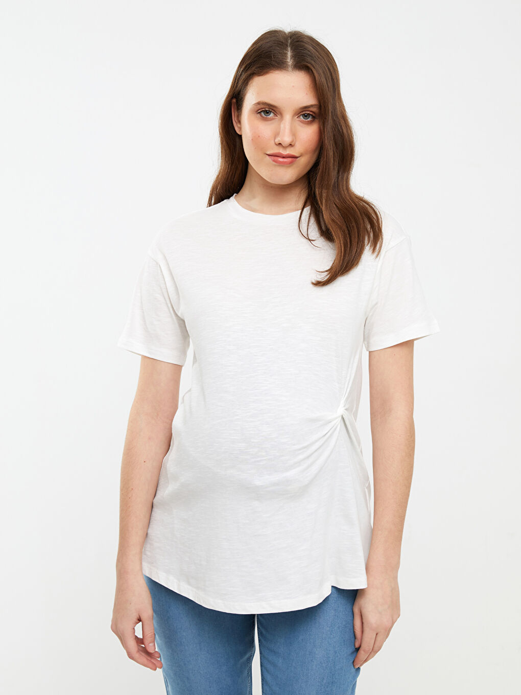 Crew Neck Regular Short Sleeve Cotton Maternity T-shirt -S2G486Z8-FDU