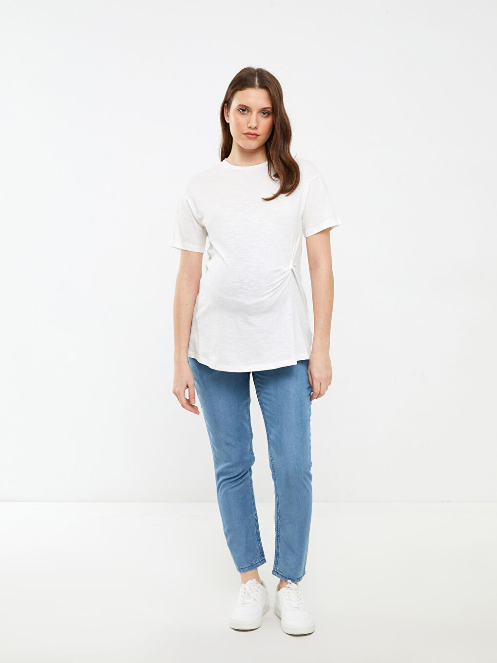 Crew Neck Regular Short Sleeve Cotton Maternity T-shirt -S2G486Z8-FDU