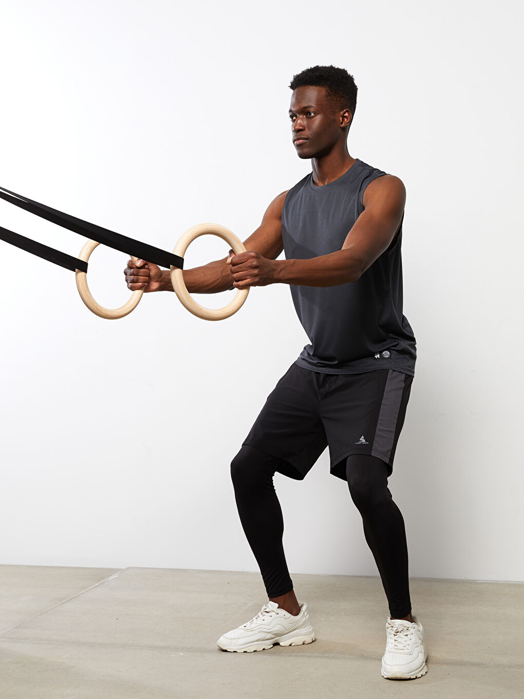 Gri Bisiklet Yaka Erkek Kolsuz Tişört-1