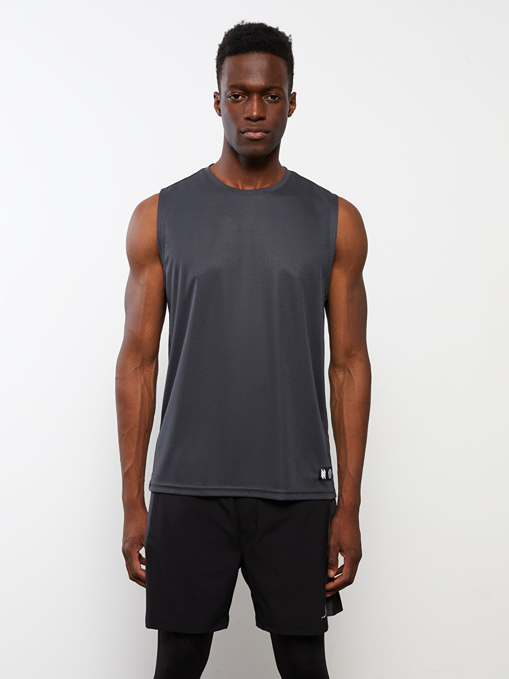 Gri Bisiklet Yaka Erkek Kolsuz Tişört-3