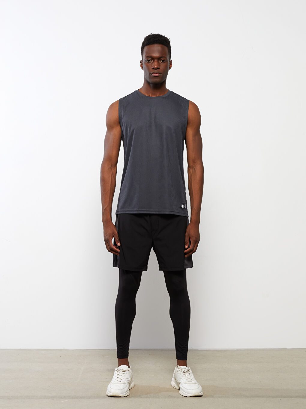 Gri Bisiklet Yaka Erkek Kolsuz Tişört-5