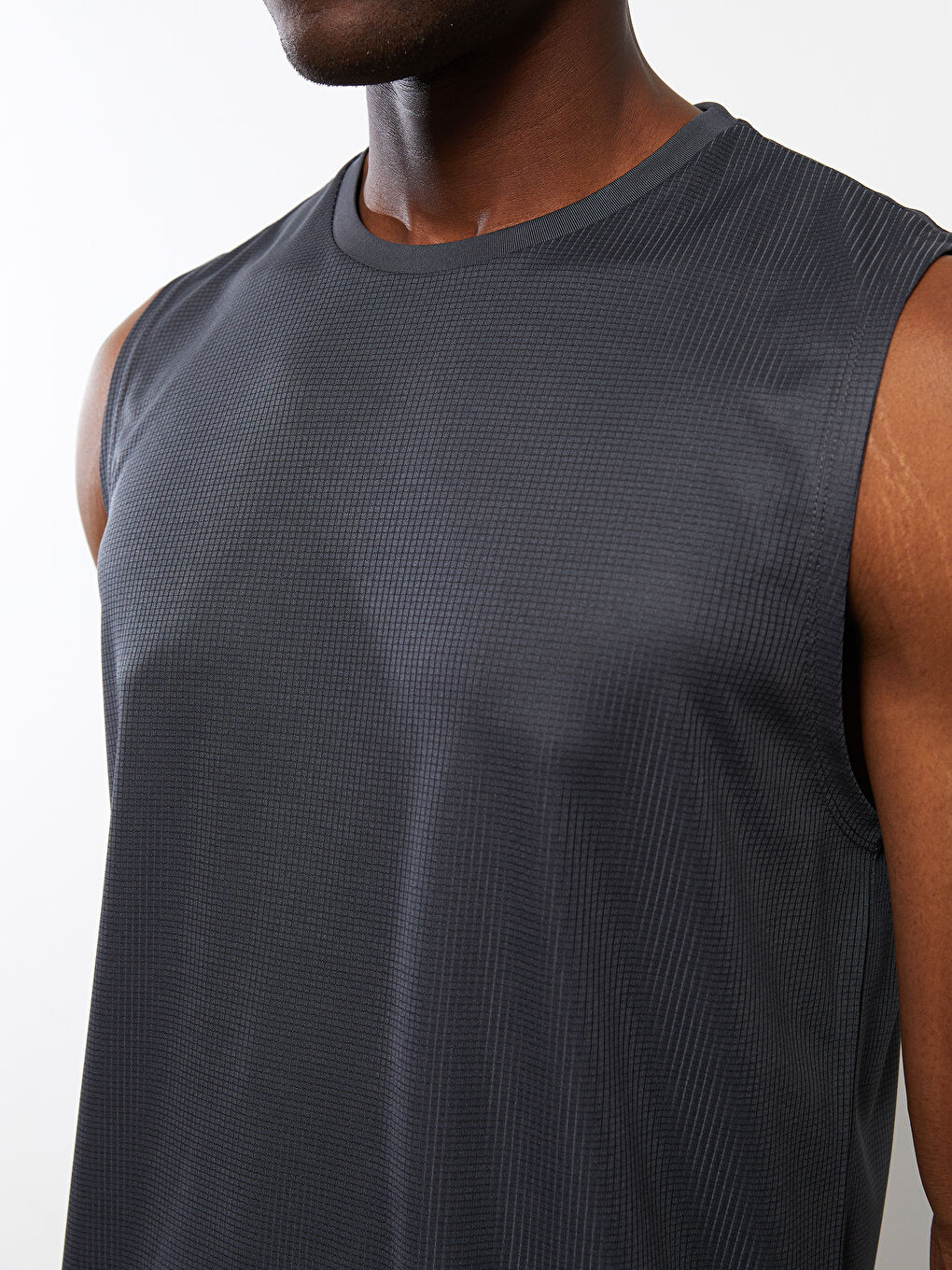 Gri Bisiklet Yaka Erkek Kolsuz Tişört-7