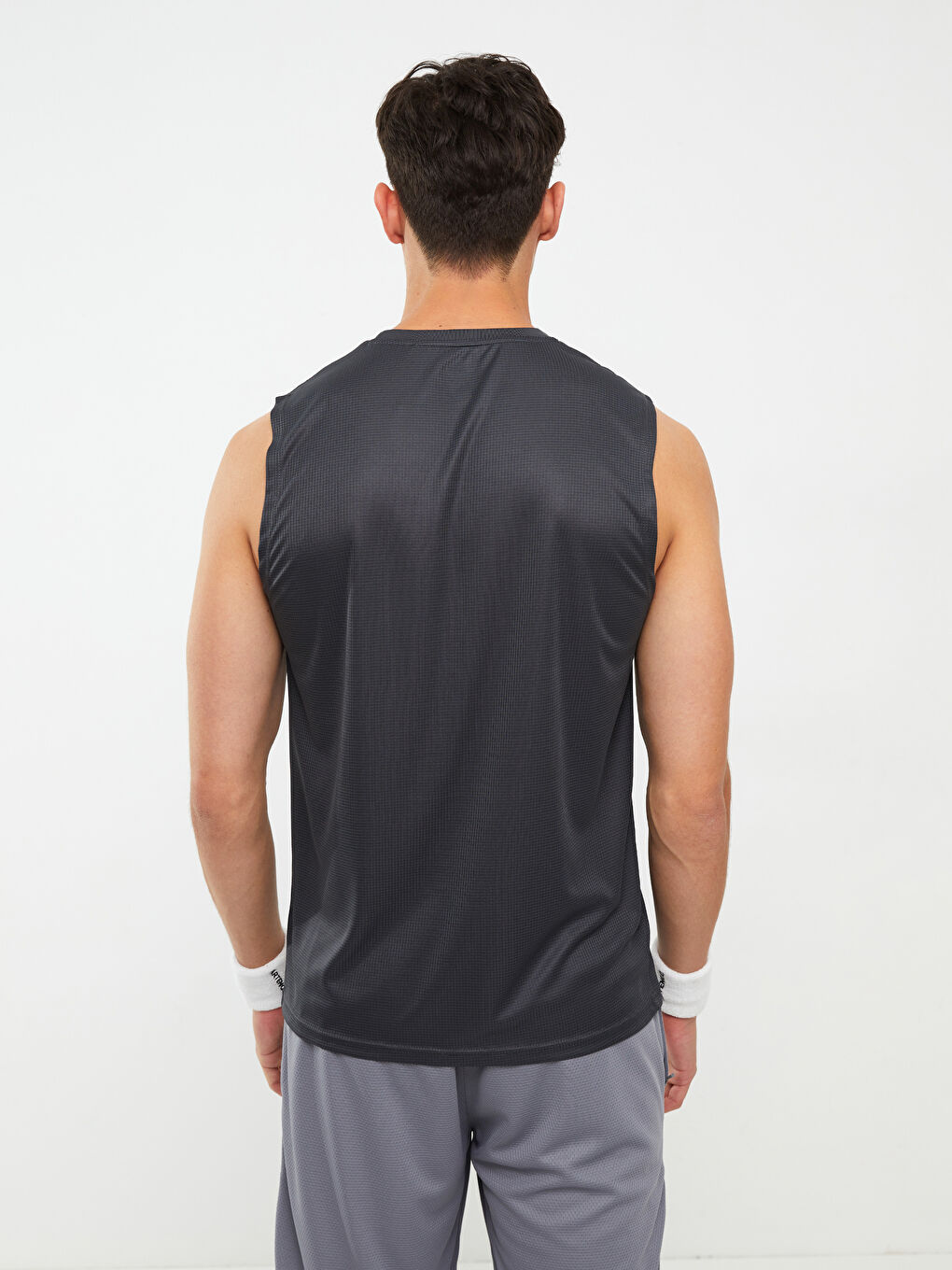 Gri Bisiklet Yaka Erkek Kolsuz Tişört-8