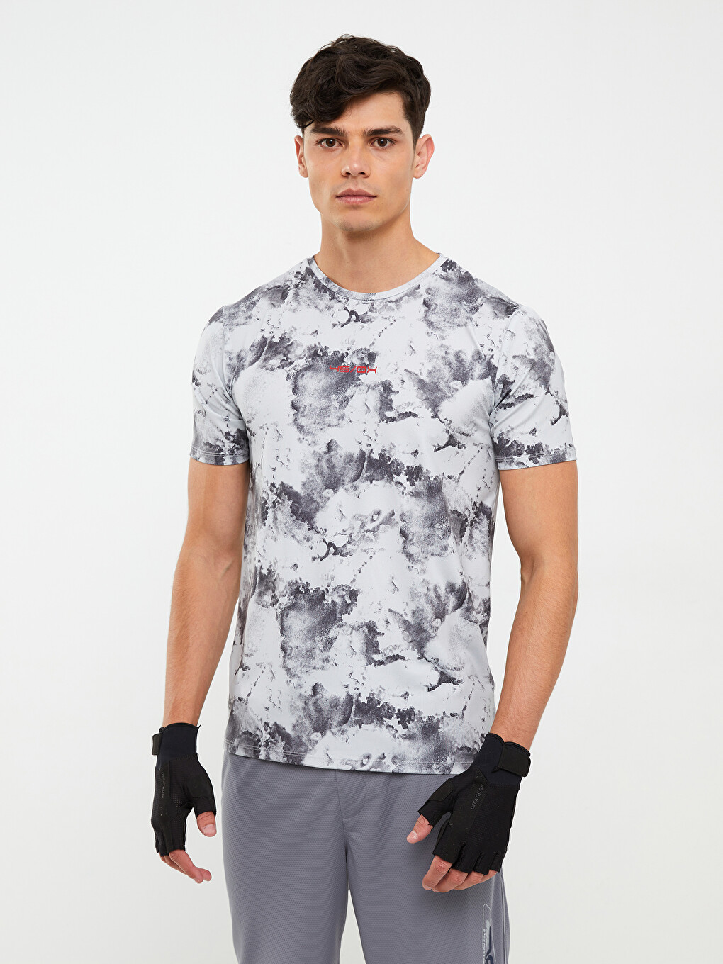 Crew Neck Short Sleeve Patterned Men's Sports T-Shirt-2