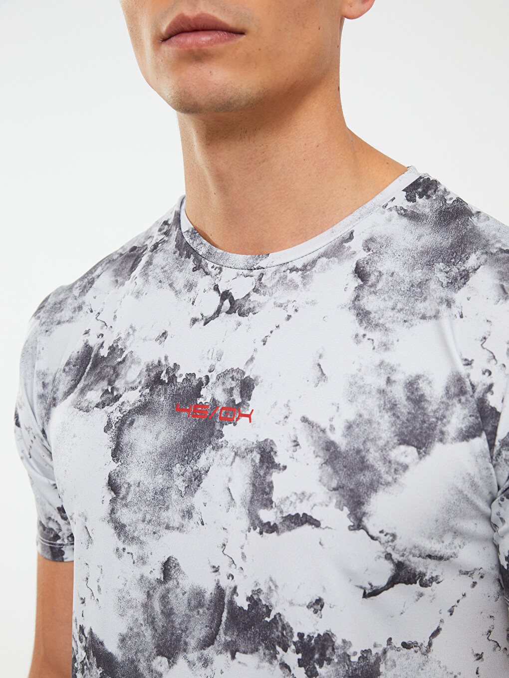 Crew Neck Short Sleeve Patterned Men's Sports T-Shirt-3