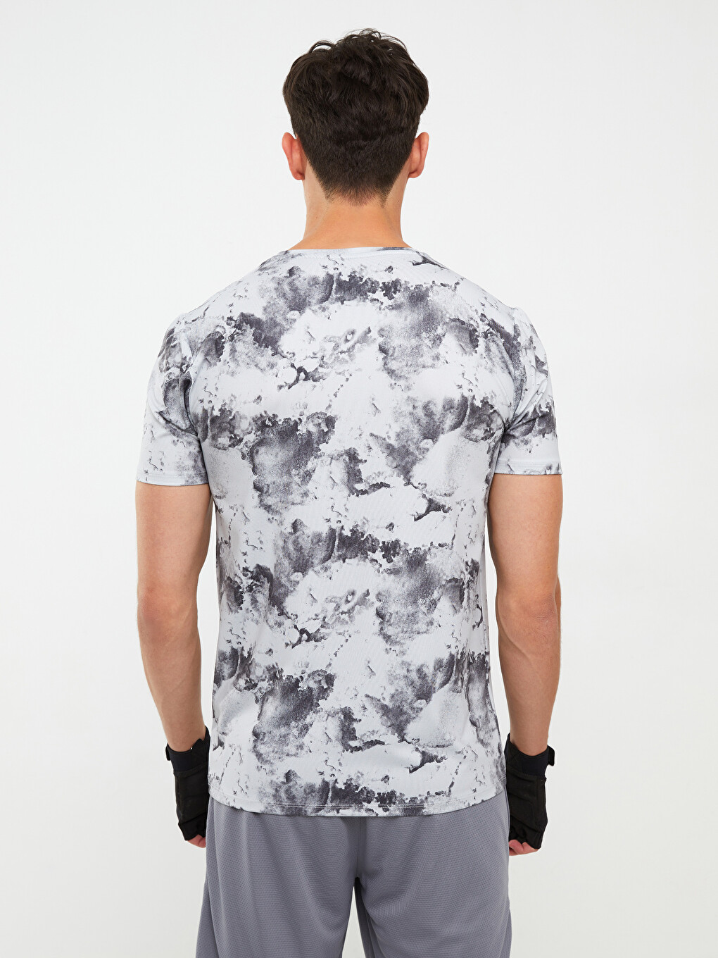 Crew Neck Short Sleeve Patterned Men's Sports T-Shirt-4