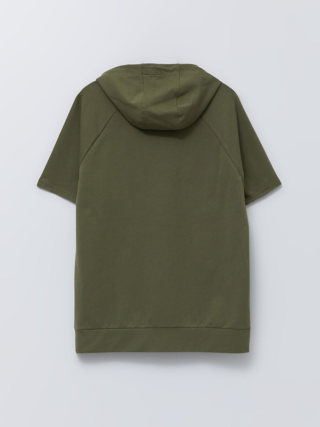 Yeşil Kısa Kollu Baskılı Erkek Spor Hoodie-1