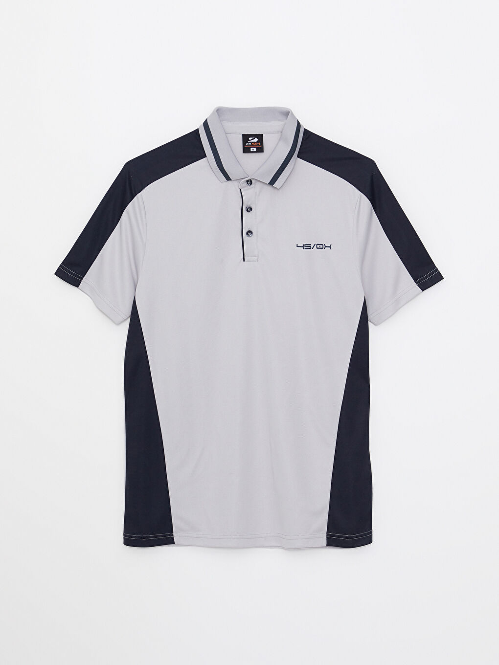 Gri Polo Yaka Kısa Kollu Erkek Spor Tişört-5