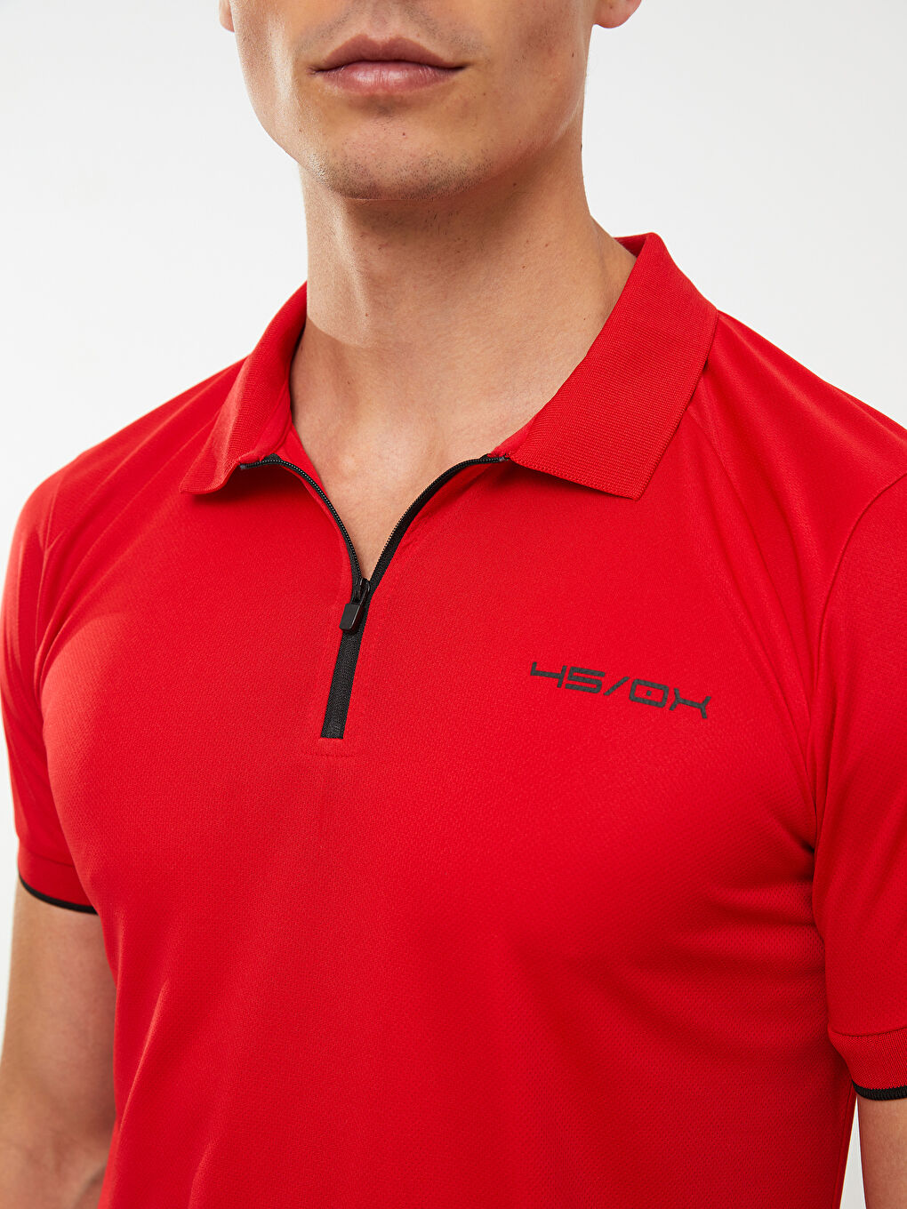 Kırmızı Polo Yaka Kısa Kollu Erkek Spor Tişört-3