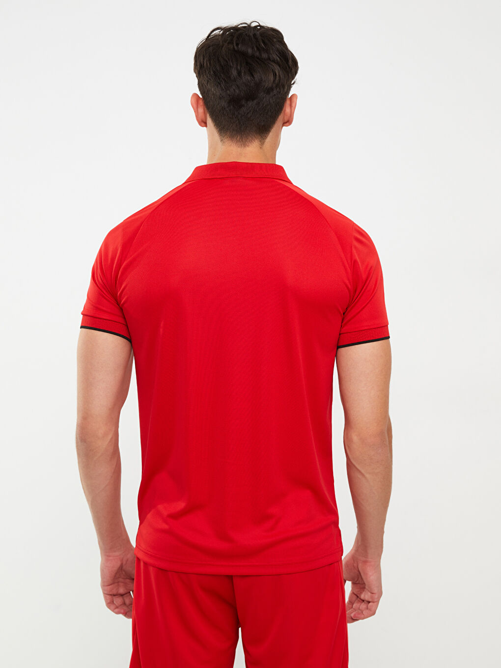 Kırmızı Polo Yaka Kısa Kollu Erkek Spor Tişört-4