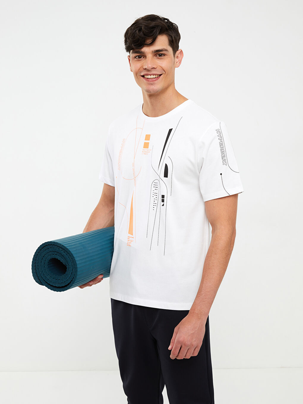 Crew Neck Short Sleeve Patterned Men's Sports T-Shirt