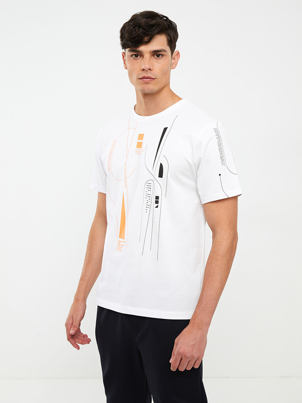 Crew Neck Short Sleeve Patterned Men's Sports T-Shirt-2