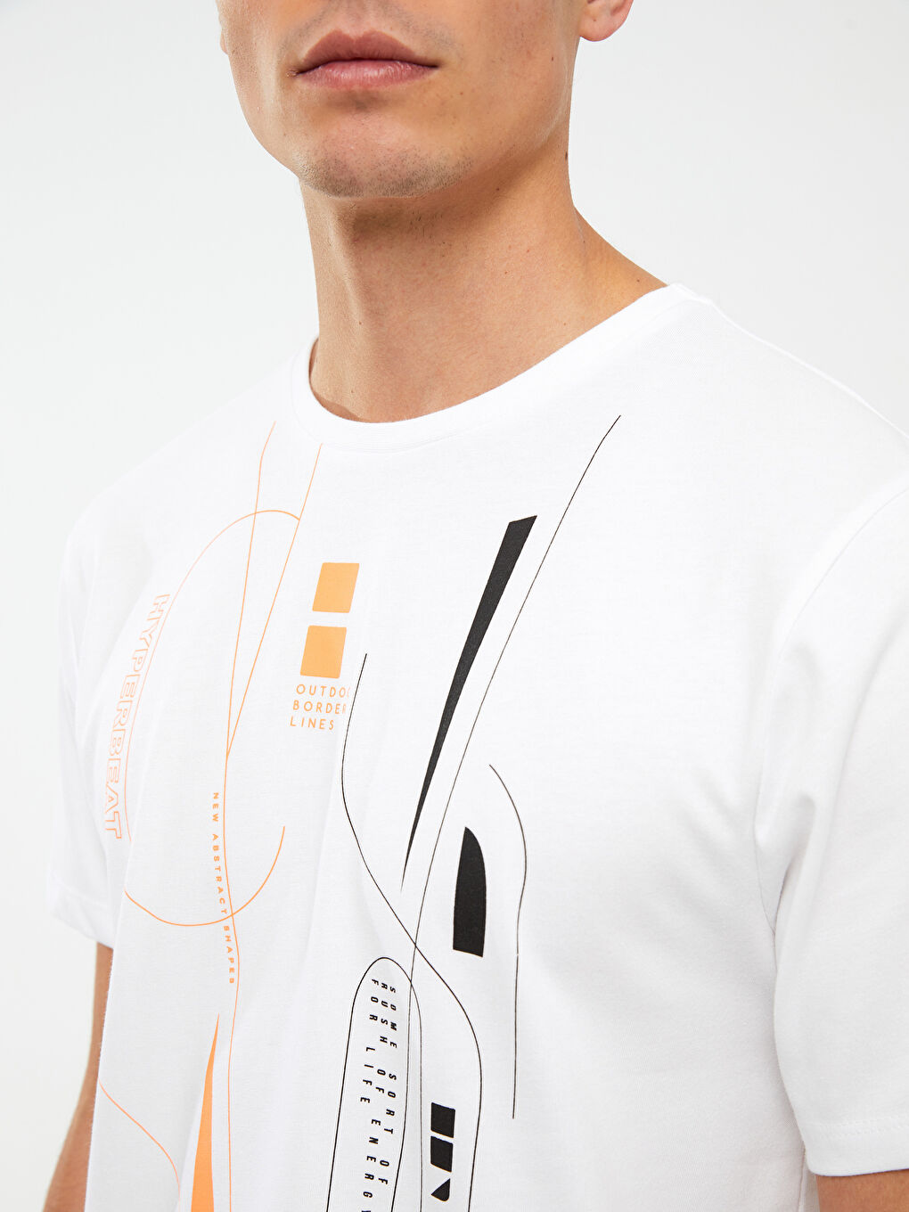 Crew Neck Short Sleeve Patterned Men's Sports T-Shirt-3