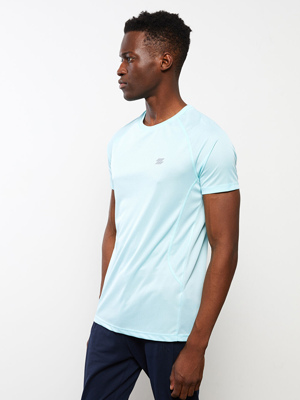 Tricou sport imprimat cu mânecă scurtă și guler rotund pentru bărbați