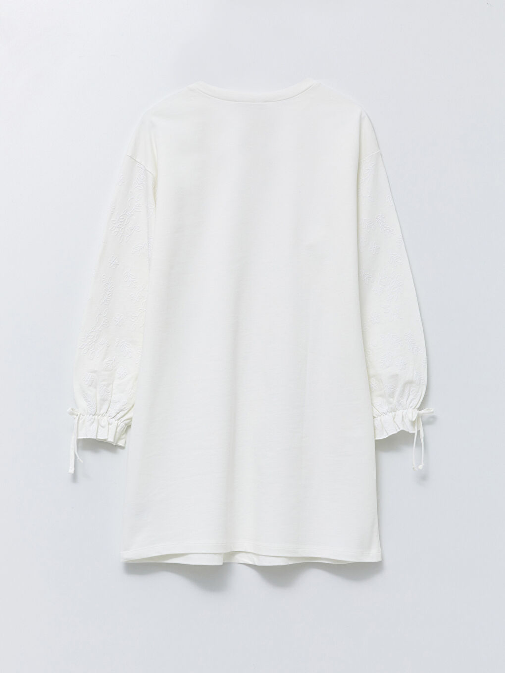 Ekru Bisiklet Yaka Nakışlı Uzun Kollu Hamile Sweatshirt Tunik-6