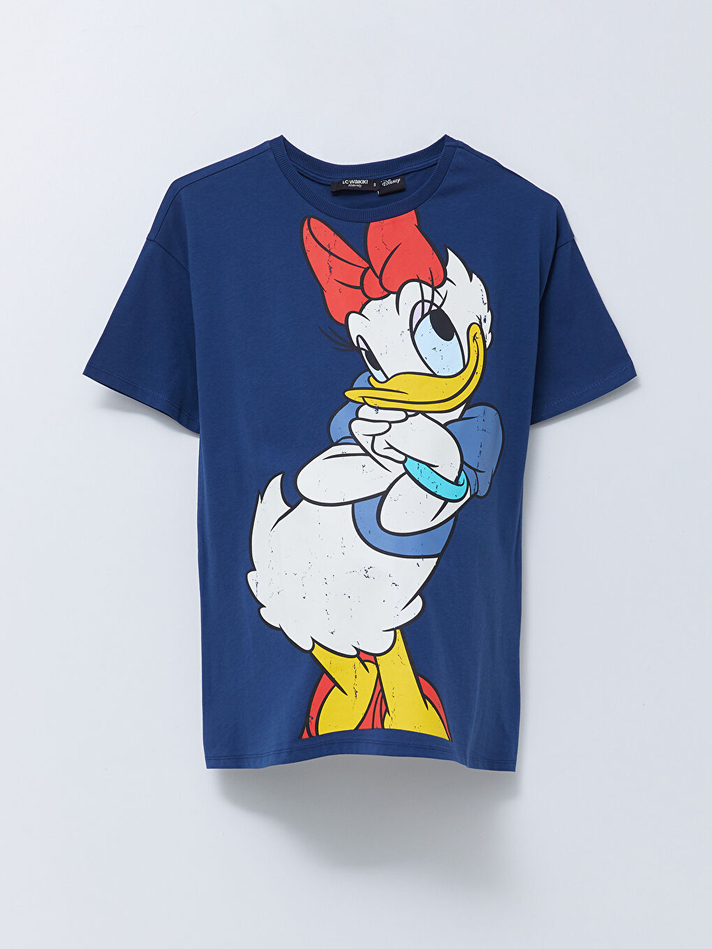 İndigo Bisiklet Yaka Daisy Duck Baskılı Kısa Kollu Pamuklu Hamile Tişört-5