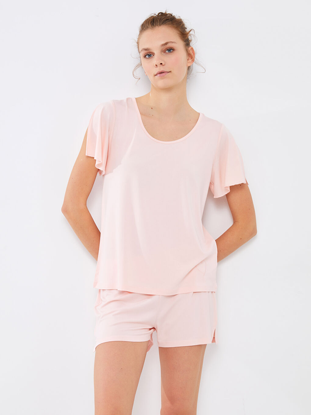 Crew Neck Straight Short Sleeve Women's Pajamas Set -S2G578Z8-FUG