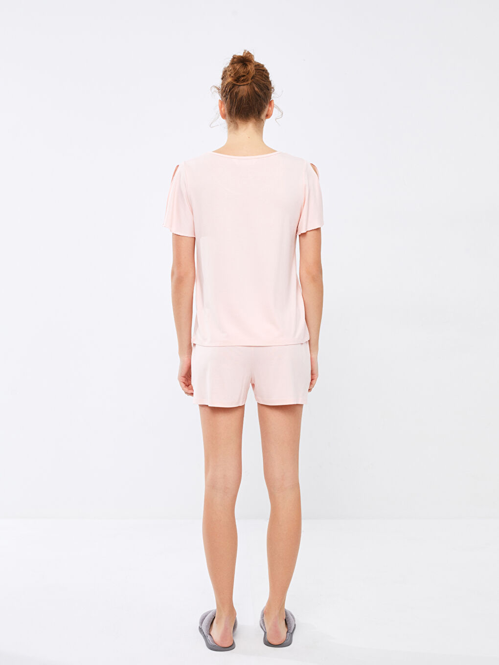 Crew Neck Straight Short Sleeve Women's Pajamas Set -S2G578Z8-FUG