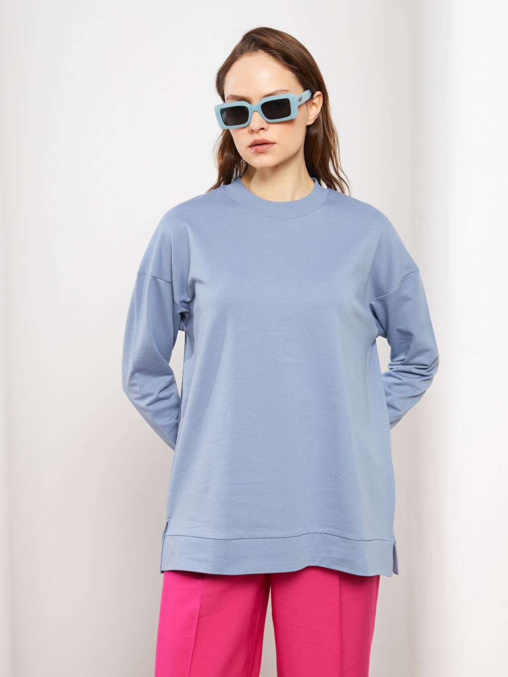 Funnel Neck Women's Sweatshirt Tunic-1