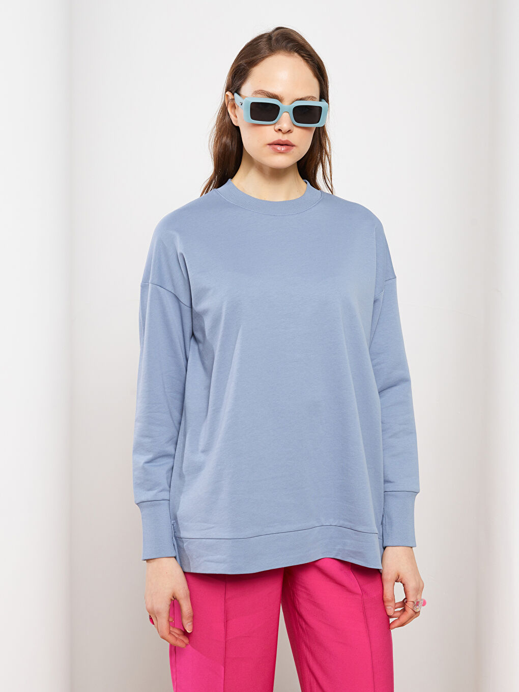 Funnel Neck Women's Sweatshirt Tunic-2