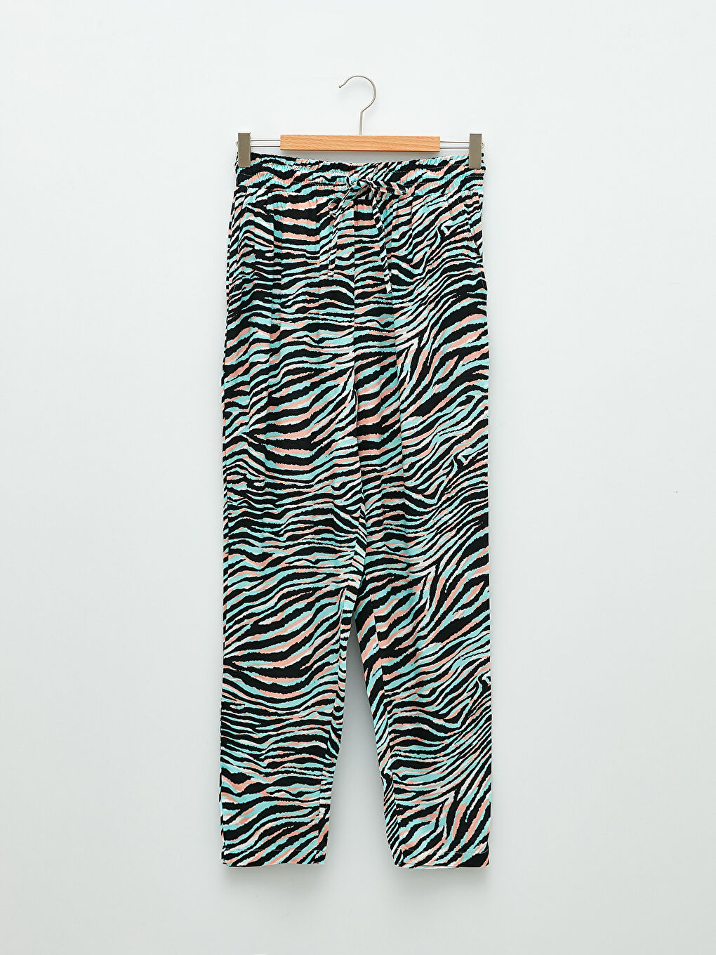 Pantalon en Popeline à Taille Élastique avec Motif et Détails de Poches pour Femmes-3