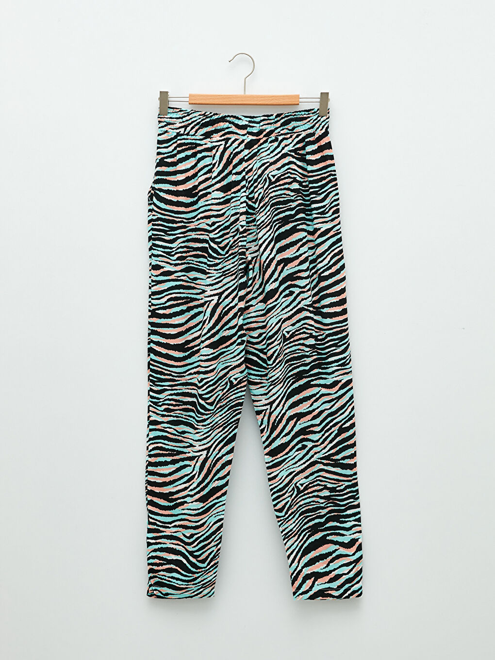 Pantalon en Popeline à Taille Élastique avec Motif et Détails de Poches pour Femmes-4