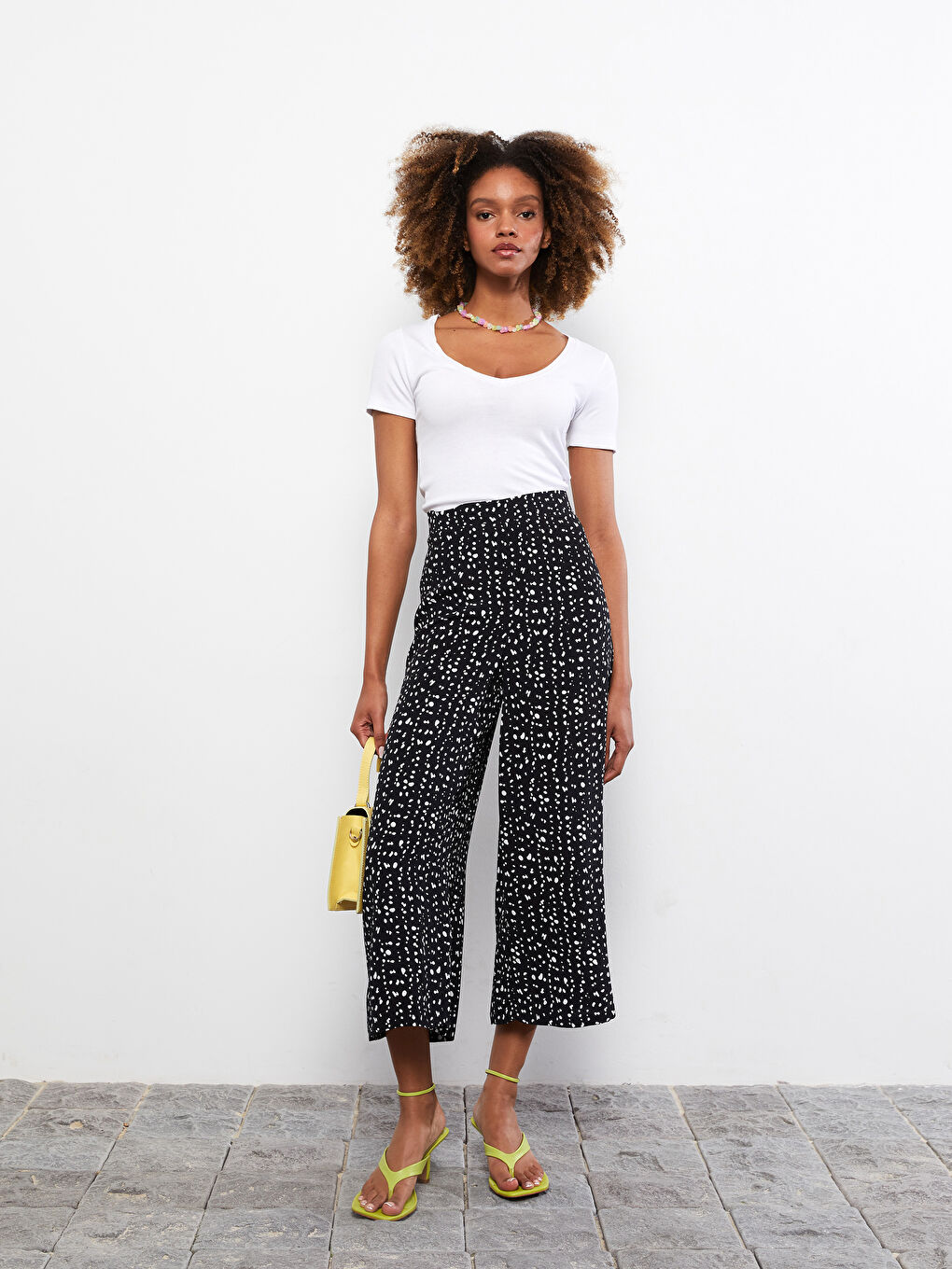 Серпімді белдік өрнекті вискоза әйелдер капри