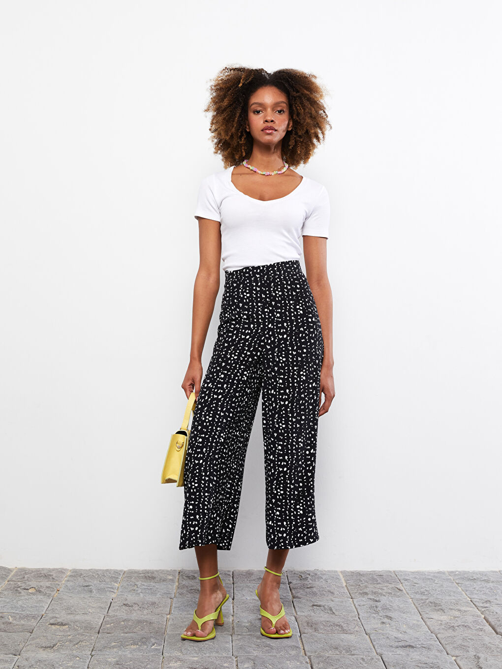 Серпімді белдік өрнекті вискоза әйелдер капри-1