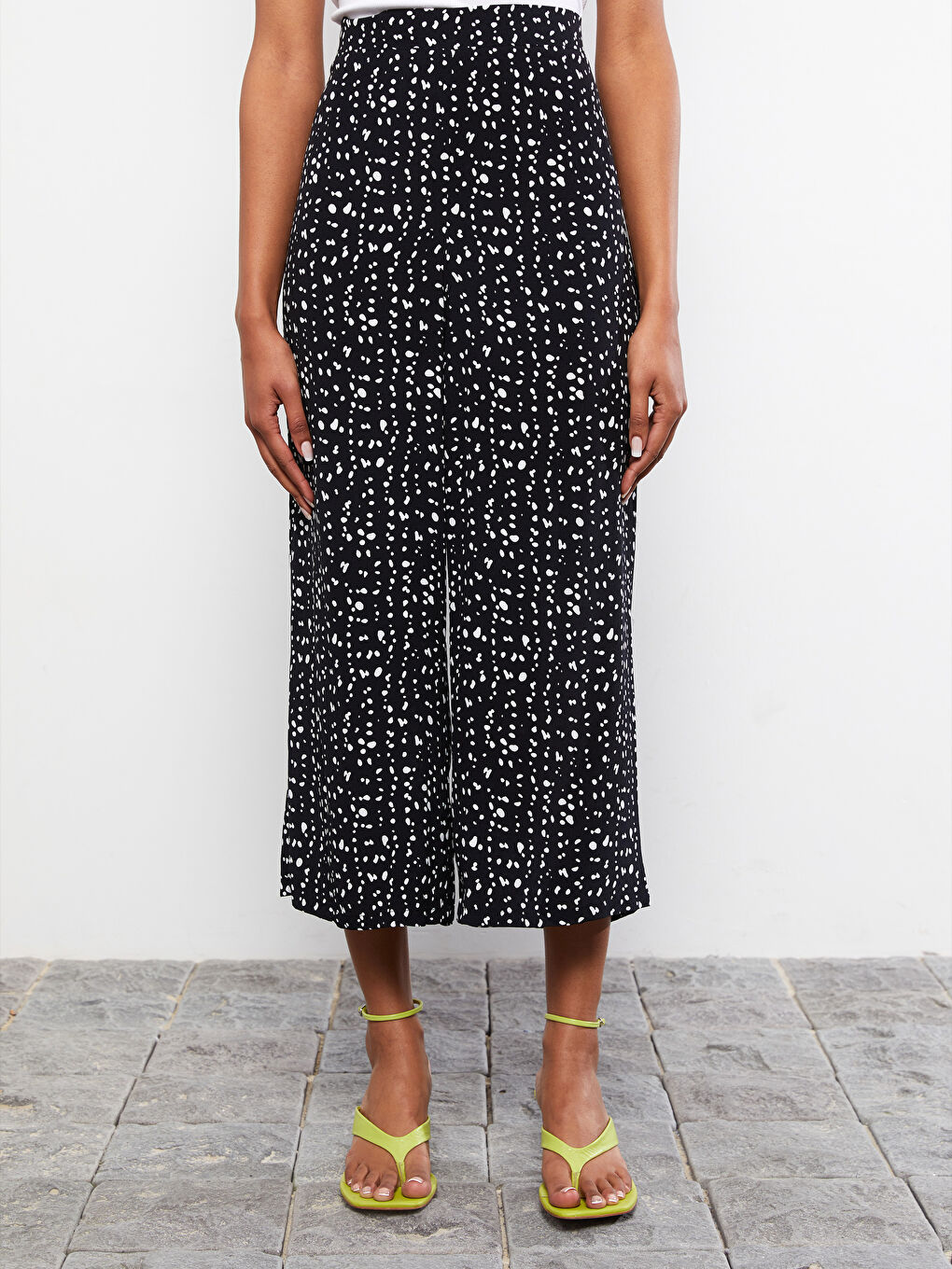 Серпімді белдік өрнекті вискоза әйелдер капри-3