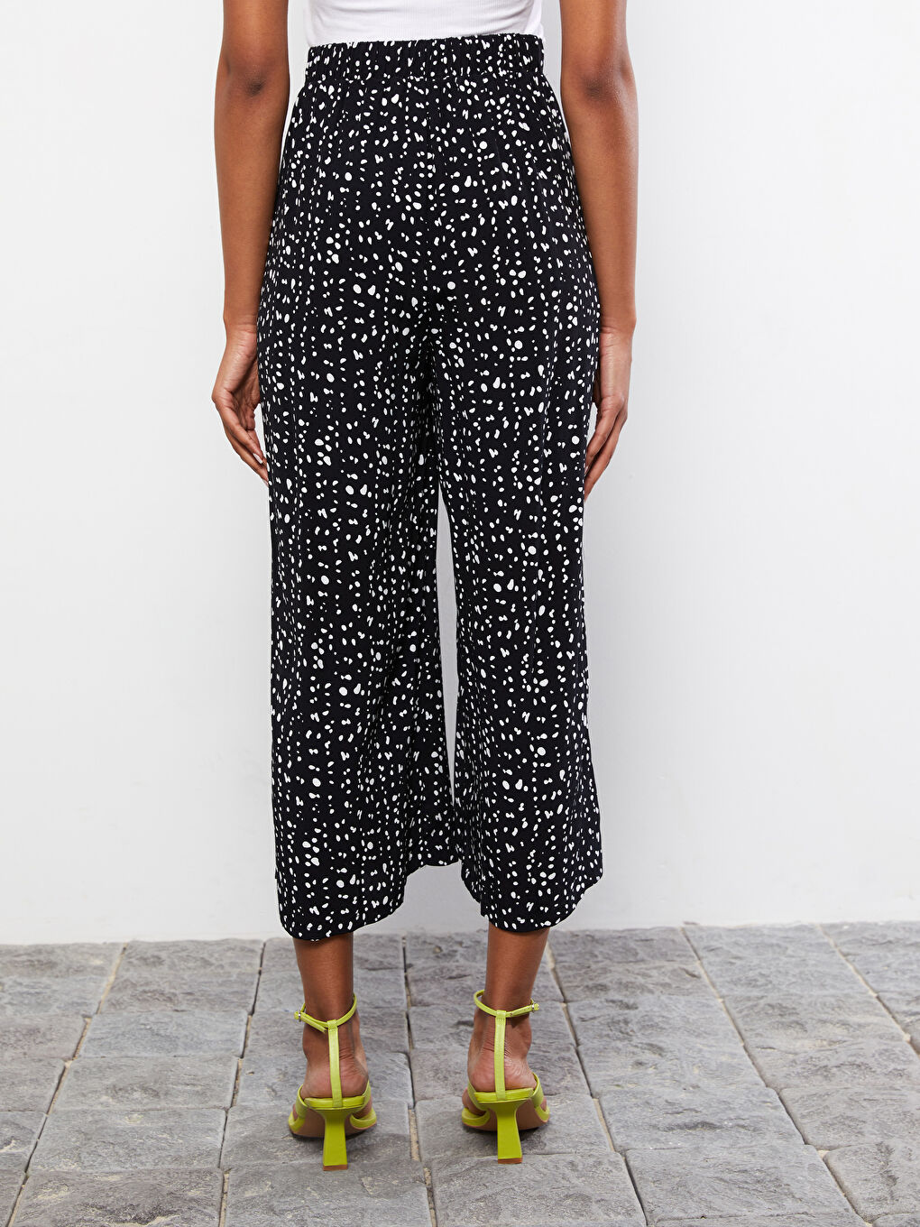 Серпімді белдік өрнекті вискоза әйелдер капри-4